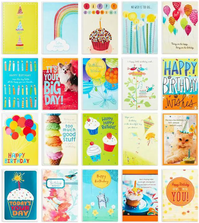 Main image of Birthday Cards Assortment, 20 Cards with Envelopes (Refill Pack for Hallmark Card Organizer Box)