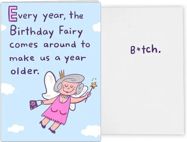 Alt view image 2 of 5 - Birthday Card for Women, Men, Friends! Hilarious Birthday Fairy Joke | Funny Message Inside, Professionally Printed, 5 x 7 Premium Cardstock, Envelope Included, Protective Sleeve, For Big Laughs!
