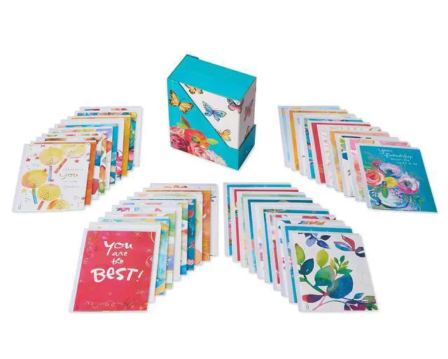 Alt view image 3 of 7 - 41-Count Card Pack designed by Kathy Davis Studios, All-Occasion Watercolor Florals & Gold Foil Accents