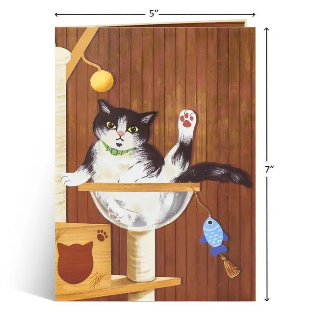 Alt view image 3 of 5 - Cat Tree Pop Up Card, 5x7 Inch 3D Greeting Card, Funny Cats Design for Cat Lovers, Birthday, Mothers Day or Fathers Day, Includes Envelope & Note