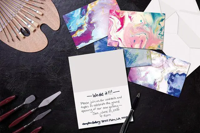 Alt view image 2 of 6 - 100-Pack All Occasion Greeting Cards, Assorted Blank Note Cards, 4 x 6 inch, 5 Abstract Art Designs, Blank Inside, with Envelopes, 100 Pack