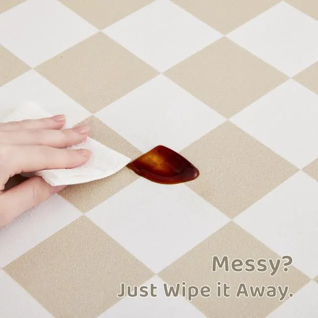 Alt view image 5 of 7 - Checkered Dog Feeding Mat, Absorbent Mats for Dog Food and Water Bowl, Dispenser, Retro Aesthetic Khaki Beige Checkerboard Pet Placemat for Dogs, Cats, Puppy Accessories, 12" X 19