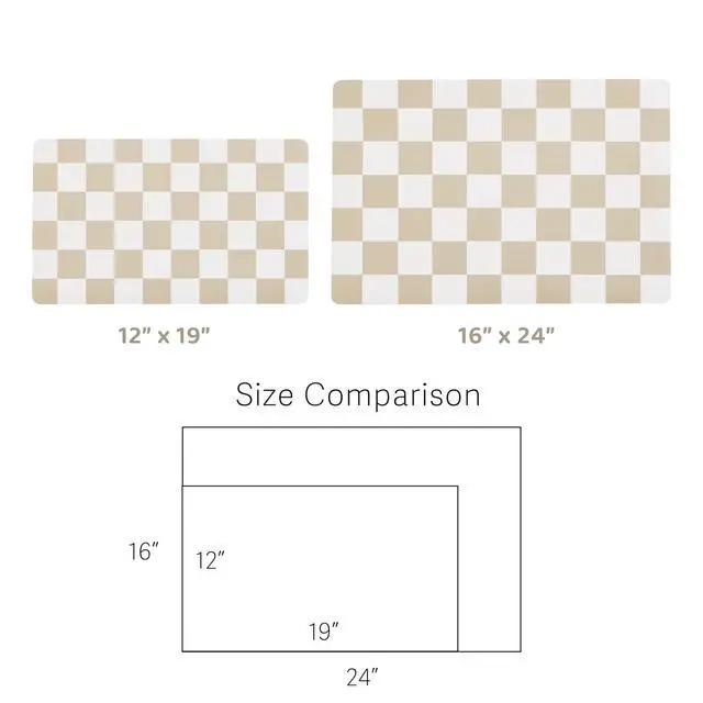 Alt view image 7 of 7 - Checkered Dog Feeding Mat, Absorbent Mats for Dog Food and Water Bowl, Dispenser, Retro Aesthetic Khaki Beige Checkerboard Pet Placemat for Dogs, Cats, Puppy Accessories, 12" X 19