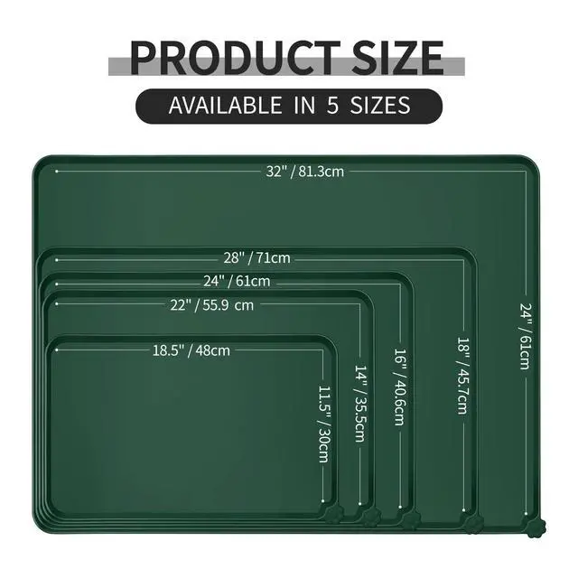 Alt view image 2 of 7 - Silicone Pet Feeding Mat - Waterproof & Non-Slip Dog Cat Placemat | High Raised Edges Prevent Food & Water Spills to Protect Floors, Easy to Clean, Fit for Dog Cat Bowls