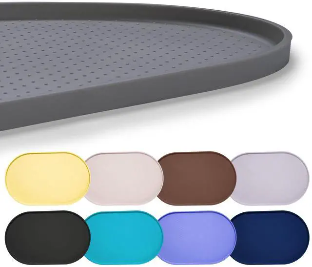 Main image of 100% Waterproof Silicone Pet Feeding Mat with Raised Edge for Food and Water, Dog Bowl Mats, Cat Bowls Placemat with High Lip Protects Floor for Cats and Dogs (Gray, 19" L x 12" W)