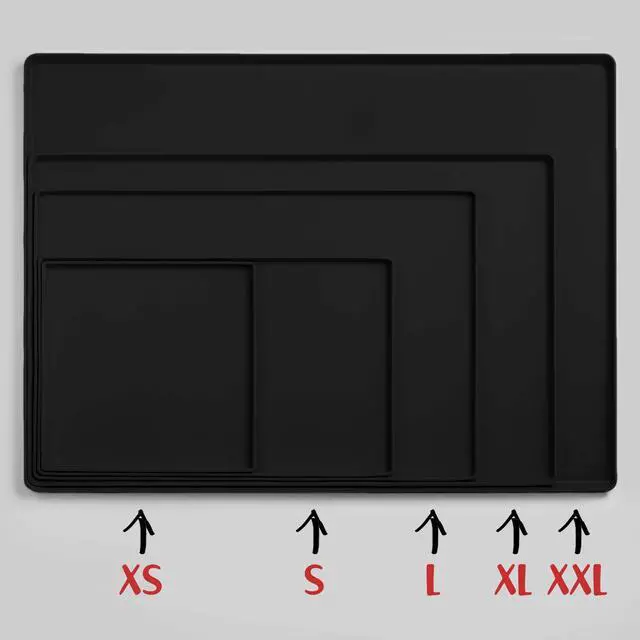 Alt view image 5 of 7 - Dog Food Mat Waterproof Dog Bowl Mat for Food and Water, Silicone Pet Feeding Mats for Floors, Non-Slip Placemat with High Edges for Dogs Bowls, Puppy Essentials (XS: 11" x 11", Black)