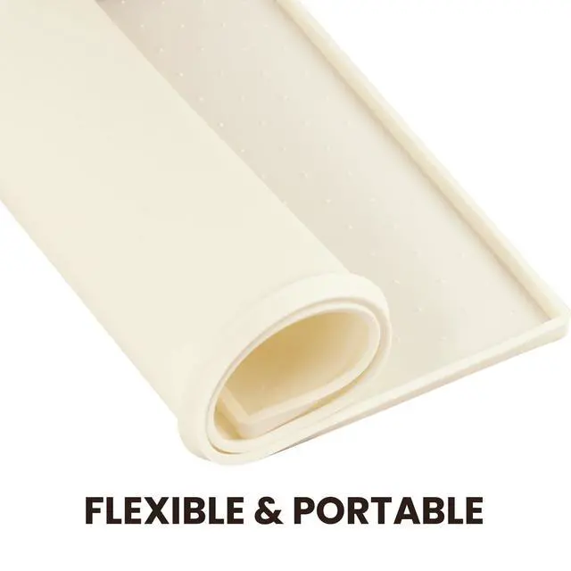 Alt view image 4 of 7 - Pet Food Mat Grippymat Dog Bowl Mat, 19" L x 12" W, Ivory | Placemat with Raised Edge for Indoor, Waterproof Silicone for Cat Kitty & Puppy
