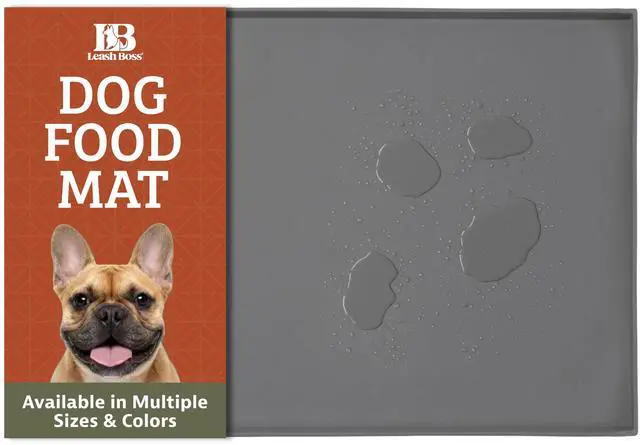 Main image of Rectangular Silicone Pet Feeding Tray - Raised-Edge Waterproof Dog Bowl Mat - Flexible Silicone Tray - Easy-Clean Cat Food Mat - Small, 18 x 11 in, Gray