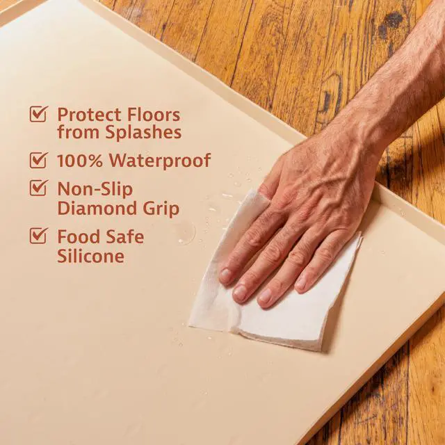 Alt view image 3 of 7 - Rectangular Silicone Pet Feeding Tray - Raised-Edge Waterproof Dog Bowl Mat - Flexible Silicone Tray - Easy-Clean Cat Food Mat - Small, 18 x 11 in, Gray