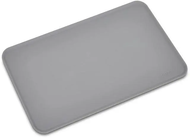 Alt view image 3 of 4 - Waterproof Non-Slip Silicone Pet Feeding Mat with Raised Edges, Prevents Spills, Easy to Clean, Protects Floors for Cat & Dog Food and Water Bowls, 18.5 x 11.5 Inches, Gray, 2-Pack