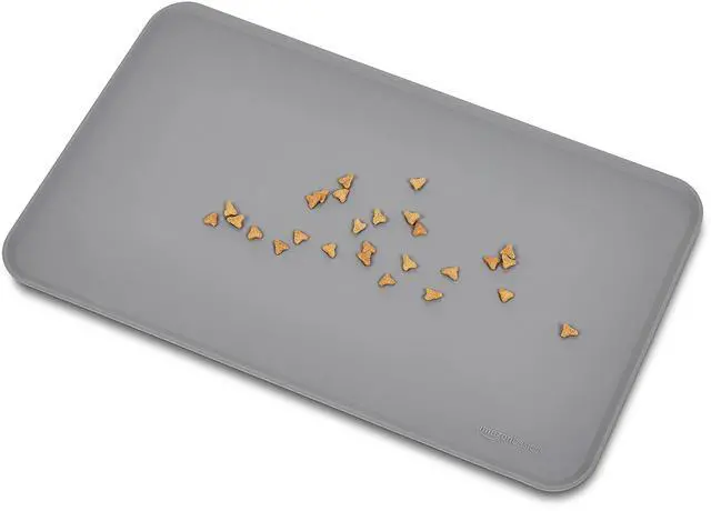 Alt view image 4 of 4 - Waterproof Non-Slip Silicone Pet Feeding Mat with Raised Edges, Prevents Spills, Easy to Clean, Protects Floors for Cat & Dog Food and Water Bowls, 18.5 x 11.5 Inches, Gray, 2-Pack