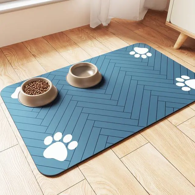 Main image of Pet Feeding Mat-Absorbent Pet Placemat for Food and Water Bowl, with Waterproof Rubber Backing, Quick Dry Water Dispenser Mat for Dog and Cat (20"x12", Blue)