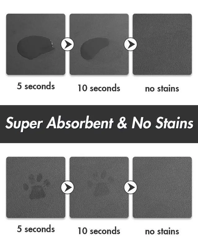 Alt view image 2 of 7 - Absorbent Pet Feeding Mat-No Stains Pet Mat for Food and Water Bowl-Quick Dry Cat & Dog Food Mat Water Dispenser Mat-Pet Supplies Mat-Dog Water Bowl Mat for Messy Drinker,Darkgrey,12"x19"