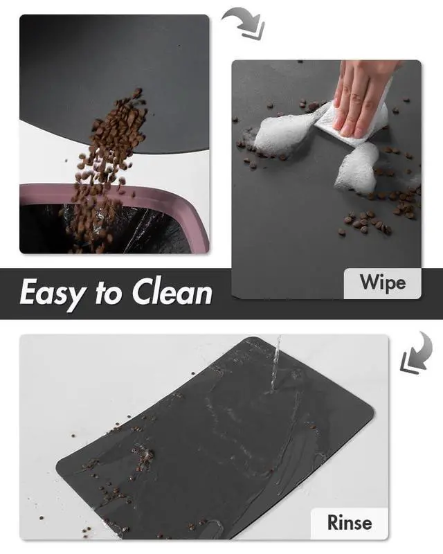 Alt view image 3 of 7 - Absorbent Pet Feeding Mat-No Stains Pet Mat for Food and Water Bowl-Quick Dry Cat & Dog Food Mat Water Dispenser Mat-Pet Supplies Mat-Dog Water Bowl Mat for Messy Drinker,Darkgrey,12"x19"