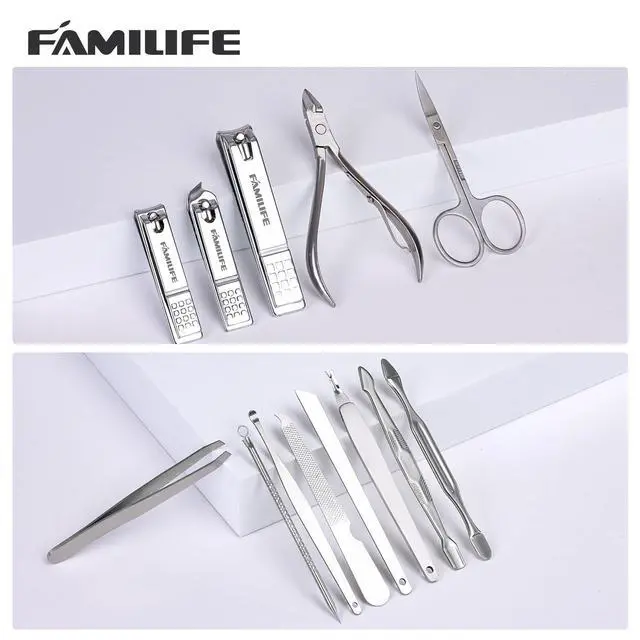Alt view image 7 of 7 - Manicure Set, Nail Professional Kit Manicure Kits Nail Clipper Sets, 13PCS Stainless Steel Pedicure Sets Mens Grooming Tool, with Brown Leather Travel Case for Men