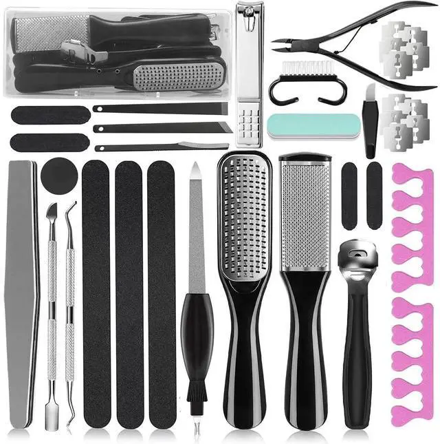 Main image of 36 in 1 Pedicure Kit, Stainless Steel Foot Care Kit with Foot File | Professional pedicure kit with foot file, foot rasp, callus remover, nail clipper and cuticle pusher for home spa care.