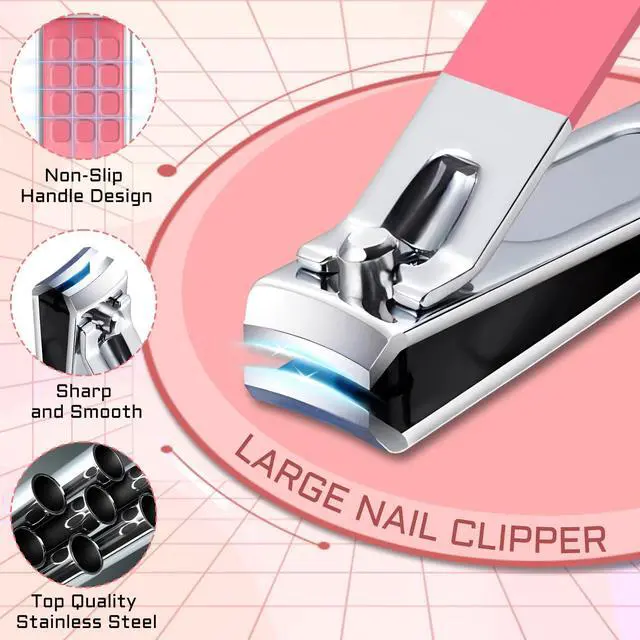 Alt view image 4 of 6 - Manicure Pedicure Set, 12 Pcs Nail Care Kit for Women, Mens Nail Grooming Kit, Manicure & Pedicure Tools & Accessories, Pink Nail Kit Manicure Set Luxury Leather Case for Home Salon Use
