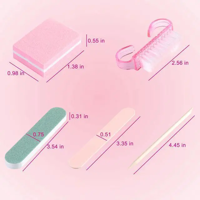 Alt view image 4 of 7 - Disposable Manicure Kit Mini Nail Files Buffers Handle Grip Brush | Basics 5PCS Nail Kit with Orange Wood Stick Individually-Packed Pedicure Set for Fingernails Toenails Salon Supplies 10 Packs