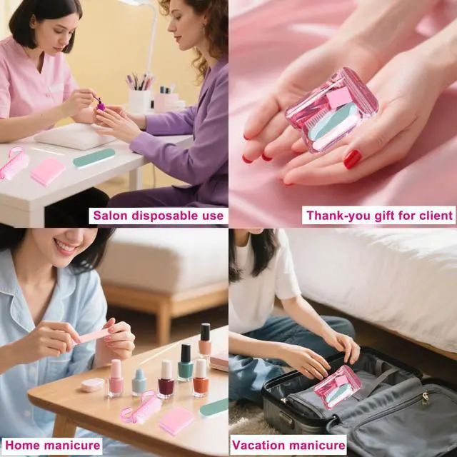 Alt view image 6 of 7 - Disposable Manicure Kit Mini Nail Files Buffers Handle Grip Brush | Basics 5PCS Nail Kit with Orange Wood Stick Individually-Packed Pedicure Set for Fingernails Toenails Salon Supplies 10 Packs