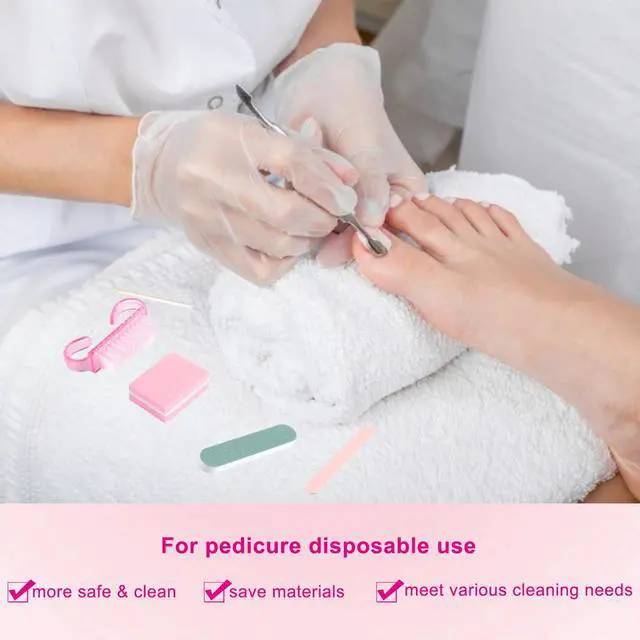 Alt view image 7 of 7 - Disposable Manicure Kit Mini Nail Files Buffers Handle Grip Brush | Basics 5PCS Nail Kit with Orange Wood Stick Individually-Packed Pedicure Set for Fingernails Toenails Salon Supplies 10 Packs