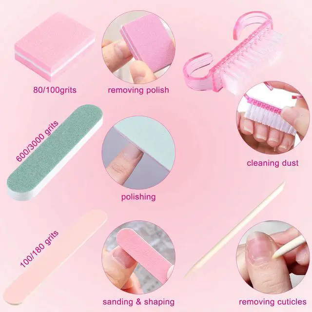 Alt view image 5 of 7 - Disposable Manicure Kit Mini Nail Files Buffers Handle Grip Brush | Basics 5PCS Nail Kit with Orange Wood Stick Individually-Packed Pedicure Set for Fingernails Toenails Salon Supplies 10 Packs