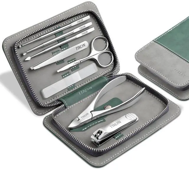 Main image of Manicure Kit for Women with Exquisite PU Leather Case | 8 Pcs Stainless Steel Nail Kit, Precision Pedicure Tools for Feet