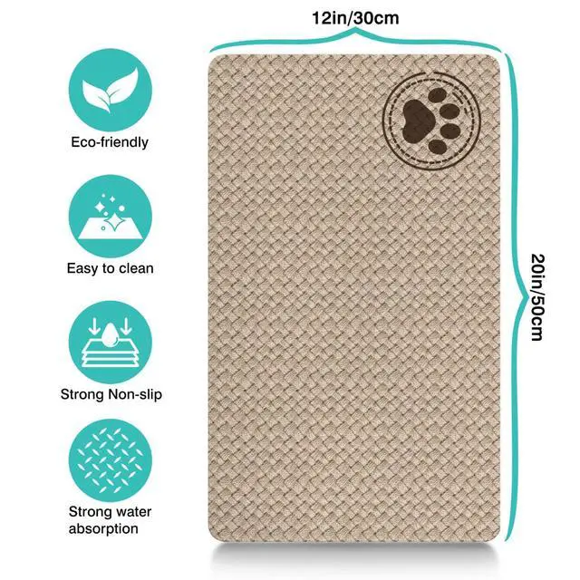 Alt view image 4 of 7 - Pet Feeding Mat for Floors Waterproof Dog Mat for Food and Water Absorbent Quick Dry Non Slip mat for Cat Bowls