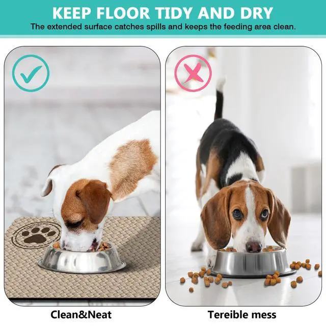 Alt view image 6 of 7 - Pet Feeding Mat for Floors Waterproof Dog Mat for Food and Water Absorbent Quick Dry Non Slip mat for Cat Bowls