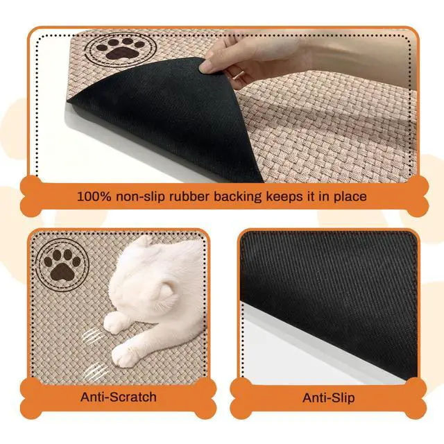 Alt view image 3 of 7 - Pet Feeding Mat for Floors Waterproof Dog Mat for Food and Water Absorbent Quick Dry Non Slip mat for Cat Bowls