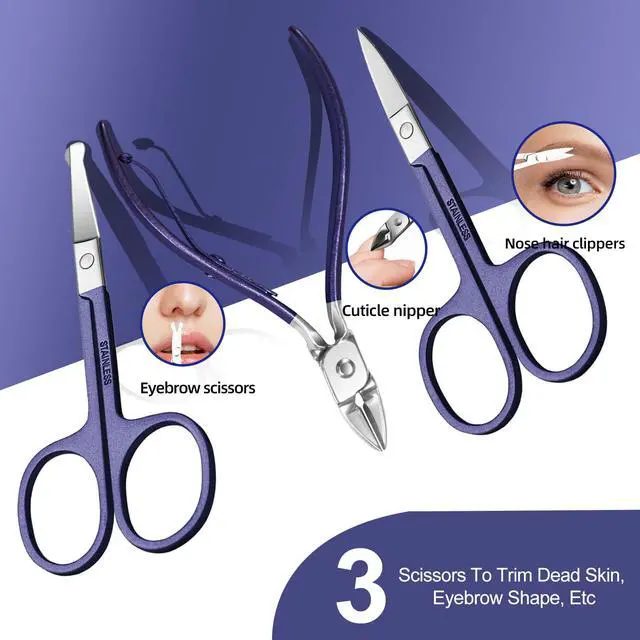 Alt view image 4 of 7 - Manicure Set 30 in 1 Nail Clippers Set,Nail Manicure Kit for Women,RedFlow Toenail Clippers,Pedicure Kit,Pedicure Tools,Suitable for Travel Manicure Tools (Purple)