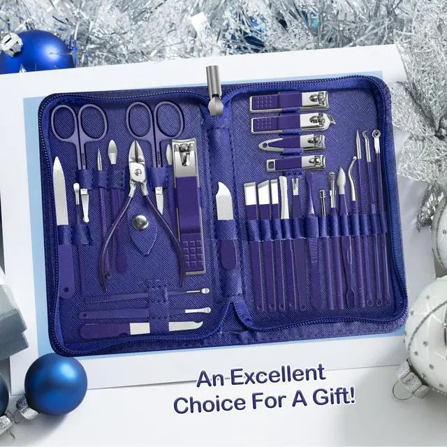 Alt view image 7 of 7 - Manicure Set 30 in 1 Nail Clippers Set,Nail Manicure Kit for Women,RedFlow Toenail Clippers,Pedicure Kit,Pedicure Tools,Suitable for Travel Manicure Tools (Purple)