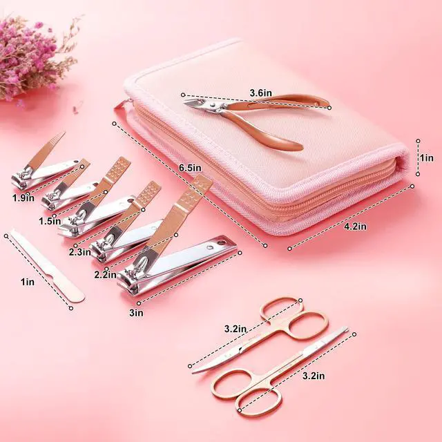 Alt view image 7 of 7 - Manicure Set Pedicure Kit Womens Nail Clippers Set 32 in 1 Professional Grooming Care Tools Nail Kit Including Facial, Fingernails and Toenails Care with Travel Case Women (Rose Pink_32 in 1)