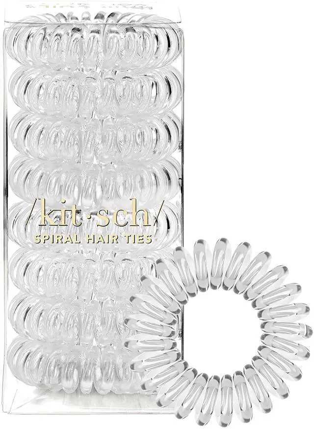 Main image of Spiral Hair Ties for Women - Durable Hair Accessories - Clear, 8pcs | Coiled Plastic Ponytail Holders for Thick and Thin Hair | Creaseless and Dent-Free Hair Ties No Damage | Phone Cord Style