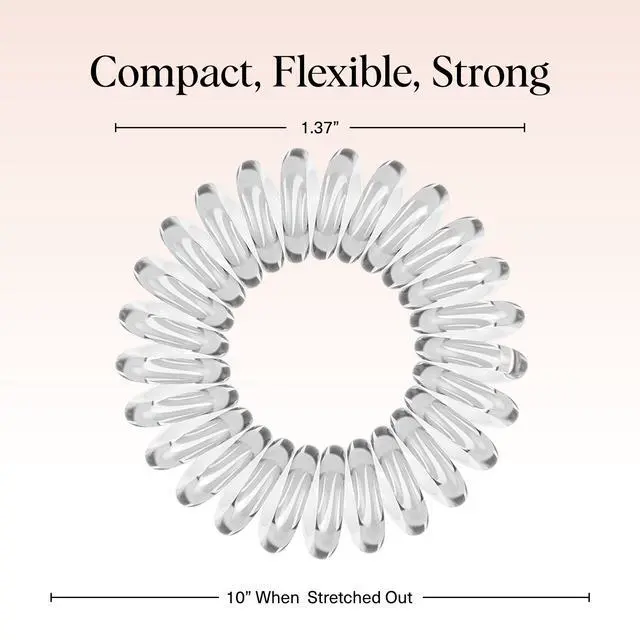 Alt view image 2 of 7 - Spiral Hair Ties for Women - Durable Hair Accessories - Clear, 8pcs | Coiled Plastic Ponytail Holders for Thick and Thin Hair | Creaseless and Dent-Free Hair Ties No Damage | Phone Cord Style