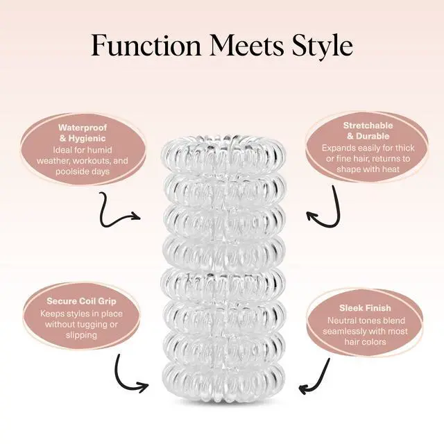 Alt view image 3 of 7 - Spiral Hair Ties for Women - Durable Hair Accessories - Clear, 8pcs | Coiled Plastic Ponytail Holders for Thick and Thin Hair | Creaseless and Dent-Free Hair Ties No Damage | Phone Cord Style
