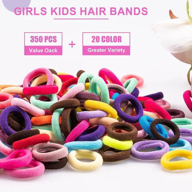 Alt view image 2 of 7 - 350 PCS Multicolor Cotton Hair TiesSoft Seamless Hair Bands | Small Baby Hair Elastics for Kids and Girls, No Crease Finger Ponytail Holders (20 Colors)