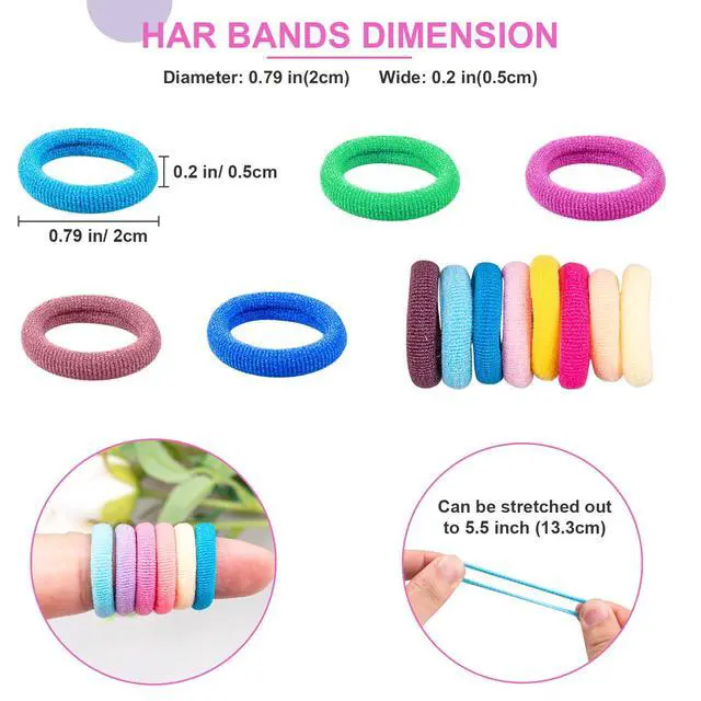 Alt view image 3 of 7 - 350 PCS Multicolor Cotton Hair TiesSoft Seamless Hair Bands | Small Baby Hair Elastics for Kids and Girls, No Crease Finger Ponytail Holders (20 Colors)