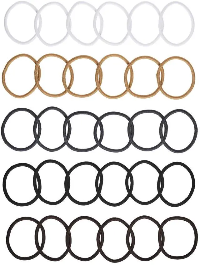 Alt view image 2 of 3 - Ouchless Elastic Hair Ties, 30 Ct, Neutrals, 4MM Rubber Bands, Pain-Free