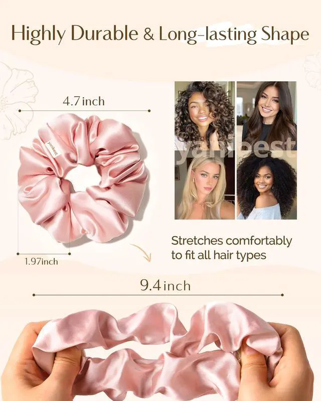 Alt view image 2 of 7 - 8 Pcs Satin Scrunchies - Silk Feeling Scrunchies Ponytail Holders | No Damage Frizz Free Soft Satin Hair Ties, Hair Accessories for Women Work Home Sleep Workouts