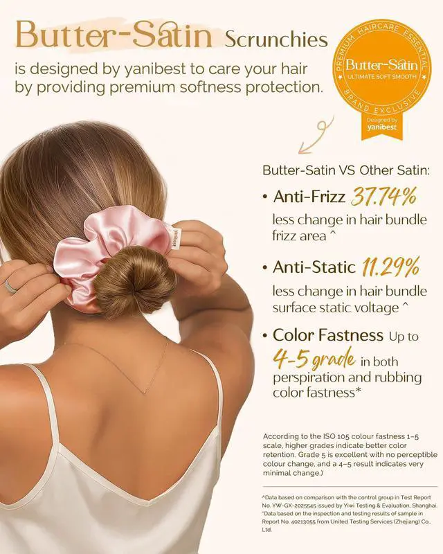 Alt view image 3 of 7 - 8 Pcs Satin Scrunchies - Silk Feeling Scrunchies Ponytail Holders | No Damage Frizz Free Soft Satin Hair Ties, Hair Accessories for Women Work Home Sleep Workouts