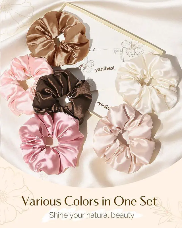 Alt view image 7 of 7 - 8 Pcs Satin Scrunchies - Silk Feeling Scrunchies Ponytail Holders | No Damage Frizz Free Soft Satin Hair Ties, Hair Accessories for Women Work Home Sleep Workouts