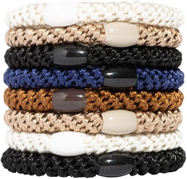 Main image of Brown and Black Grab & Go Ponytail Holders, 8 Pack, Classic | Hair Ties for Thick Hair, Thick No-Crease Bands with Strong Hold, Damage-Free Design, Everyday Neutral Style