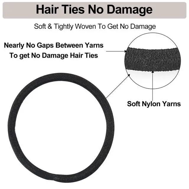 Alt view image 3 of 7 - Black Hair Ties for Women, Girls, Kids & Men 280 Bulk Pack, 4MM Ponytail Holders Hair Elastic Bands for Thick, Medium, Thin, Fine, Short Hair Rubber Bands Non Slip & No Damage Hair Accessories