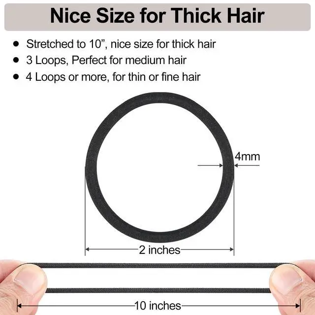 Alt view image 2 of 7 - Black Hair Ties for Women, Girls, Kids & Men 280 Bulk Pack, 4MM Ponytail Holders Hair Elastic Bands for Thick, Medium, Thin, Fine, Short Hair Rubber Bands Non Slip & No Damage Hair Accessories