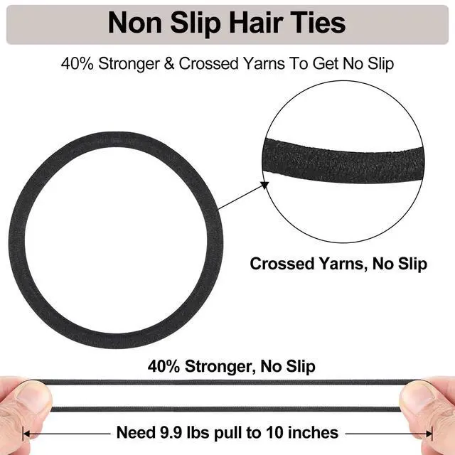 Alt view image 4 of 7 - Black Hair Ties for Women, Girls, Kids & Men 280 Bulk Pack, 4MM Ponytail Holders Hair Elastic Bands for Thick, Medium, Thin, Fine, Short Hair Rubber Bands Non Slip & No Damage Hair Accessories