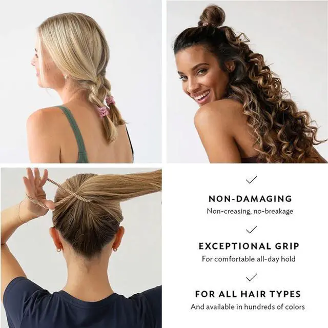 Alt view image 3 of 7 - Blue Grab & Go Ponytail Holders, 8 Pack, Blue Glow | Hair Ties for Thick Hair, Silver & White Accents, No-Crease Bands with Strong Hold, Damage-Free, Cool Polished Blend