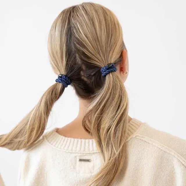 Alt view image 7 of 7 - Blue Grab & Go Ponytail Holders, 8 Pack, Blue Glow | Hair Ties for Thick Hair, Silver & White Accents, No-Crease Bands with Strong Hold, Damage-Free, Cool Polished Blend