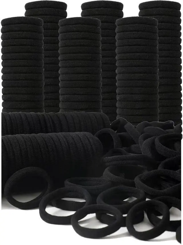 Main image of 200PCS Black Hair Ties for Women & Girls Men Kids Toddler - Seamless, Thick, No Damage Elastic Hair Bands for Ponytails, Workouts, and Daily Use, Soft Seamless Nylon Hair Ties For Thick & Curly Hair.