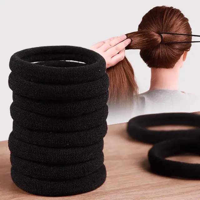 Alt view image 6 of 7 - 200PCS Black Hair Ties for Women & Girls Men Kids Toddler - Seamless, Thick, No Damage Elastic Hair Bands for Ponytails, Workouts, and Daily Use, Soft Seamless Nylon Hair Ties For Thick & Curly Hair.