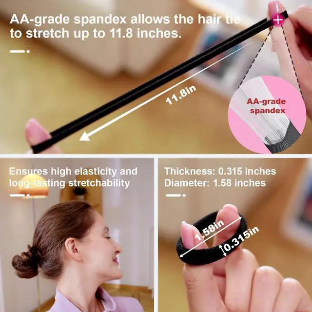 Alt view image 2 of 7 - 120pc Hair Ties No Damage Snag Free for Thick Hair | soft,ouchless,seamless,thick,strong hold,no-slip grip,elastics ponytail holders for women(Classic 5 Colors)